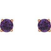 14K Rose 4 mm Natural Amethyst Stud Earrings